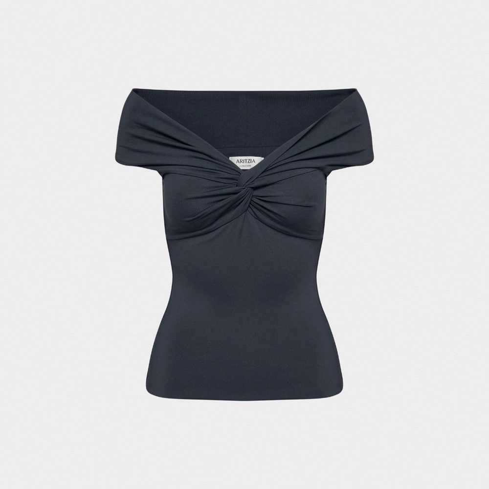 Aritzia Off-Shoulder Twist-Front Camisole in Black